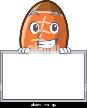 Grinning con scheda di rugby di carattere a sfera cartoon Illustrazione Vettoriale