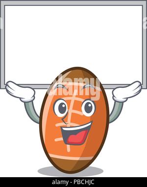 Scheda up pallone da rugby personaggio cartoon Illustrazione Vettoriale