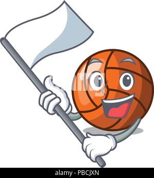 Con bandiera pallavolo mascotte stile cartone animato Illustrazione Vettoriale