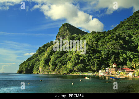 Soufriere village, Soufriere, Dominica Foto Stock