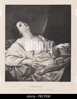 José de Madrazo y Agudo; reale Litográfico Establecimiento de Madrid; Ludwid Theodor Zöllner -litografo- (Dopo Guido Reni) / "Cleopatra". 1829 - 1832. Acquatinta litografica, matita litografica, stampa su japon, Raschiatore su carta intessuta. Museo : Museo del Prado di Madrid, España. Foto Stock