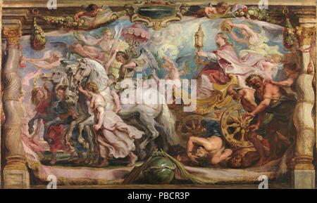 Pieter Paul Rubens / "il trionfo della chiesa". Ca. 1625. Olio su pannello. Artwork noto anche come: EL TRIUNFO DE LA IGLESIA. Museo : Museo del Prado di Madrid, España. Foto Stock