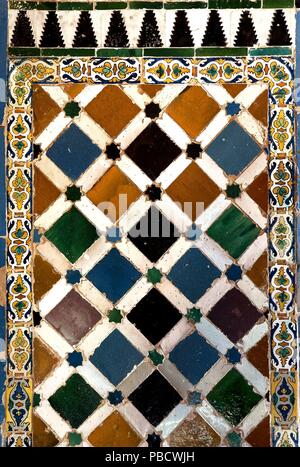 Corte dei Leoni - piastrelle, l'Alhambra di Granada, regione dell'Andalusia, Spagna, Europa. Foto Stock