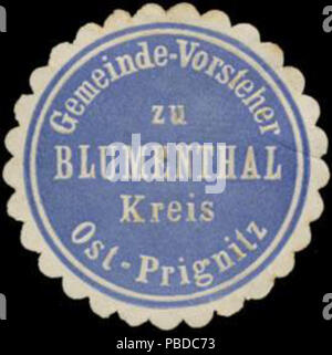 1384 Siegelmarke Gemeinde-Vorsteher zu Blumenthal Kreis Ost-Prignitz W0383115 Foto Stock