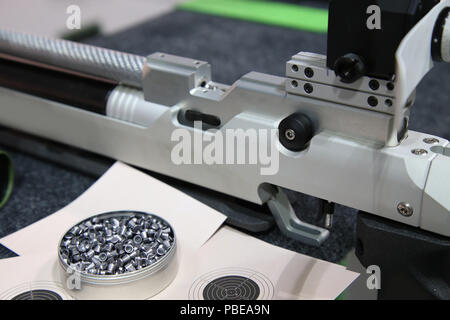 Bomboletta di alluminio di pellet di piombo per fucile ad aria compressa e fucile ad aria compressa Foto Stock