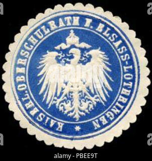 Alte Briefverschlussmarke aus Papier, welche seit ca. 1850 von Behoerden, Anwaelten, Notaren und Firmen zum verschliessen der Post verwendet wurde. 1439 Siegelmarke Kaiserlicher Oberschulrath für Elsass-LOTHRINGEN W0235159 Foto Stock
