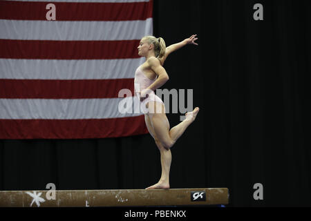 Columbus, OH, Stati Uniti d'America. 27 Luglio, 2018. Riley McCusker durante il podio prima della formazione di GK U.S. Ginnastica classica competizione in Columbus, OH. Melissa J. Perenson/CSM/Alamy Live News Foto Stock