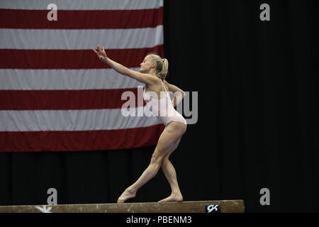 Columbus, OH, Stati Uniti d'America. 27 Luglio, 2018. Riley McCusker durante il podio prima della formazione di GK U.S. Ginnastica classica competizione in Columbus, OH. Melissa J. Perenson/CSM/Alamy Live News Foto Stock