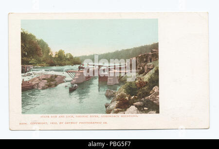 1569 Membro Dam e bloccare, Saranac River, Adirondack Mts., N. Y (NYPL b12647398-62446) Foto Stock