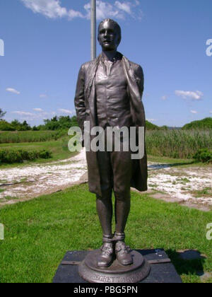 1571 la statua di Nathan Hale a Fort Nathan Hale in New Haven, CT Foto Stock