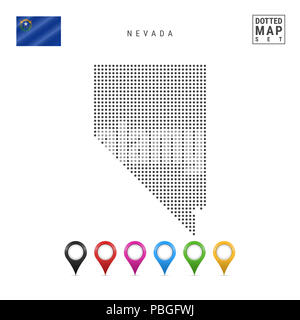 Punti mappa Pattern del Nevada. Stilizzata semplice silhouette del Nevada. La bandiera dello Stato del Nevada. Insieme multicolore i marcatori mappa. Illustrazione Isola Foto Stock