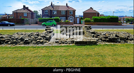 Muro Romano torretta 7b West Road costruito da Condercum fort Benwell Foto Stock