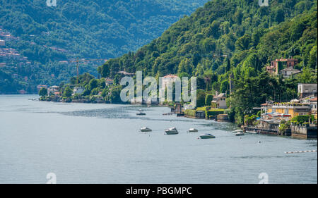 Vista panoramica a Brienno, sul lago di Como, Lombardia, Italia. Foto Stock