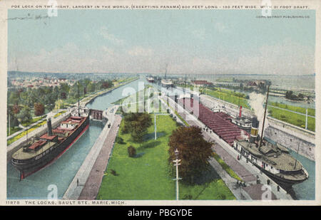 1653 Le serrature, Poe bloccare sulla destra, più grande al mondo ad eccezione di Panama, 800 piedi lungo, 100 piedi... (Bni 1732) Foto Stock
