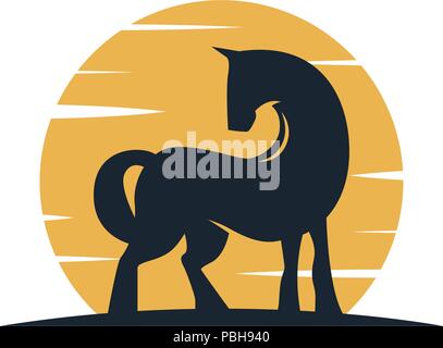 Cavallo grande ombra con sunrise tramonto simbolo Illustrazione Vettoriale