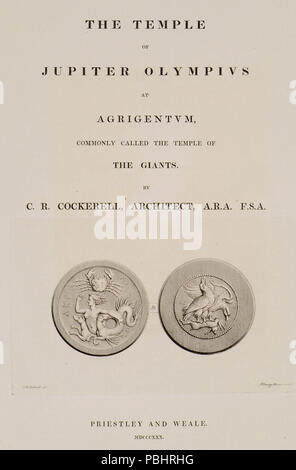 1752 pagina del titolo della prima parte del libro Tetradrachm da Agrigento, Sicilia Skylla Obv - Cockerell Charles Robert &AMP; Kinnard William &AMP; Donaldson Thomas Leverton &AMP; Jenkins William &AMP; Railton William - 1830 Foto Stock