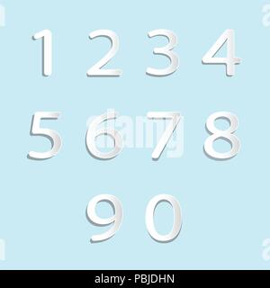 Set di dieci numeri da zero a nove, numeri impostati nell'illustrazione. Illustrazione Vettoriale