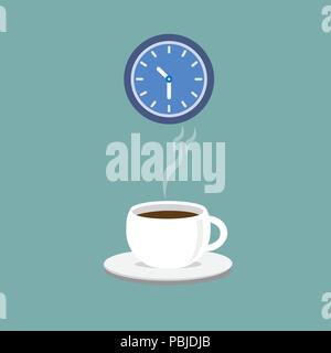 Tazze da caffè su piattini, latte o caffè cappuccino, vettore di stile. Illustrazione Vettoriale
