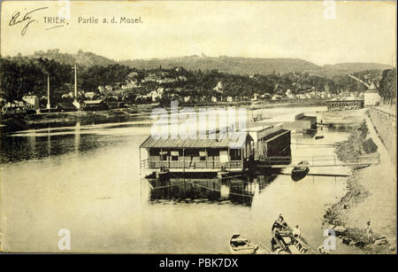 Postkarte 1919, Badeanstalt an der Mosel 1773 Treviri BW 2018-01-05 19-16-34 Foto Stock