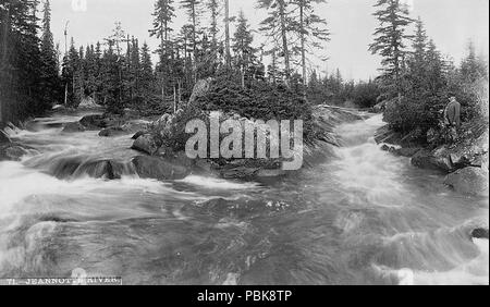 . Inglese: il Quebec e il Lago Saint-John Railway : Jeannotte Fiume Français : Ligne de chemin de fer de Québec au lac SAINT-JEAN : Rivière Jeannotte . tra il 1887 e il 1890 829 Jeannotte River Foto Stock