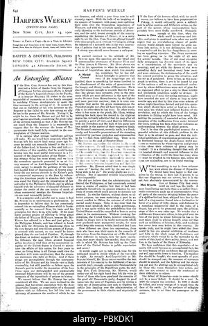 744 di Harper editoriali settimanali su Carl Schurz - 1900-07-14 - Un aggrovigliamento di alleanza e un contrasto marcato Foto Stock