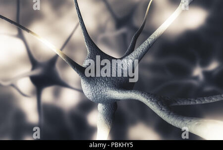 Cervello umano neuroni, 3D render illustrazione Foto Stock