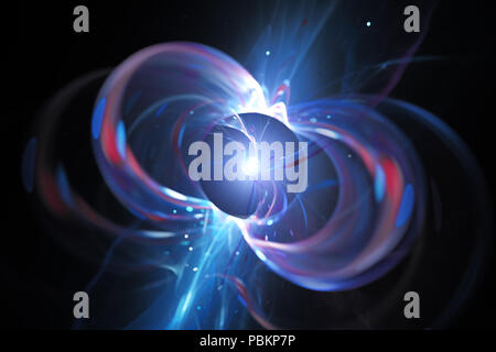 Blu brillante la filatura stella di neutroni, generato dal computer sfondo astratto, rendering 3D Foto Stock