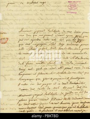 905 lettera firmata Adrien Petit, Parigi, di Thomas Jefferson, Philadelphia, 3 Agosto 1790 Foto Stock