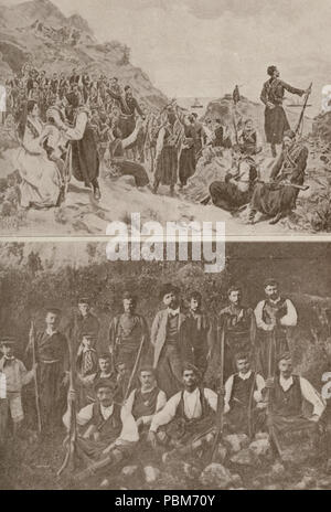 805 Insurgés Crétois, d'après le correspondant de l'illustrazione italienne Onu groupe d'insurgés Crétois Le grand chef V - Van Den Brule Alfred - 1907 Foto Stock