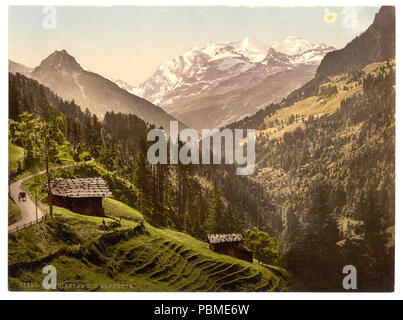 859 Kienthal e rifugio alpino, Oberland bernese, Svizzera-LCCN2001701209 Foto Stock