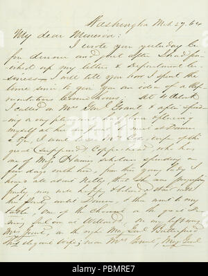 908 lettera firmata Henry T. Blow, Washington, a Minerva (Minerva Blow), 27 marzo 1864 Foto Stock