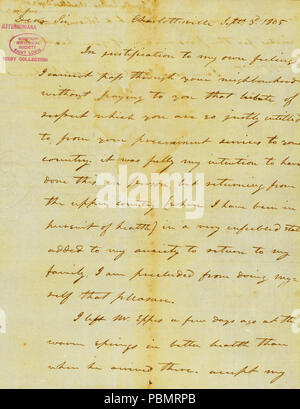 910 lettera firmata Larkin Smith, Charlottesville, di Thomas Jefferson, 3 settembre 1805 Foto Stock