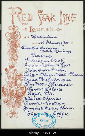 965 pranzo (detenute da) RED STAR LINE (a) SS WESTERNLAND (SS;) (NYPL ADE-272718-475686) Foto Stock