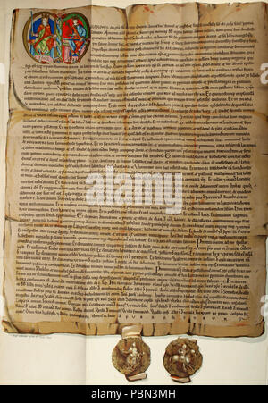 987 Malcolm IV re di Scozia, charter a Kelso Abbey, 1159 Foto Stock