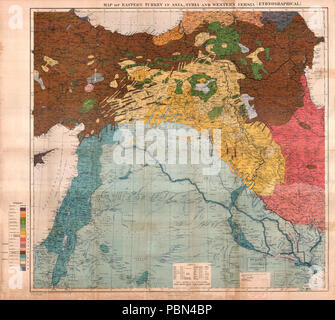 993 Mappa di Turchia orientale in Asia, la Siria e la Persia occidentale etnografici Foto Stock