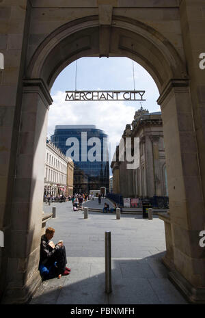 Archway al Merchant City nel centro della città di Glasgow. Foto Stock