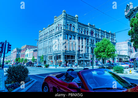 Mount Baker edificio a blocco in Port Townsend, Port Townsend, Washington. Stati Uniti d'America. Foto Stock