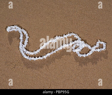 Quarzo trasparente Tumbled Chips collana sulla spiaggia di sunrise. Foto Stock