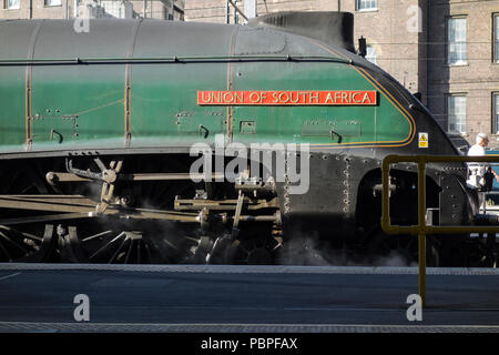 Unione di Sud Africa locomotiva a vapore presso la stazione di Paddington, London, Regno Unito Foto Stock