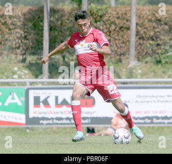 Heimstetten, Germania. 29 Luglio, 2018. Nicolas GONZALES (Stoccarda), .friendly VfB Stuttgart vs SE Eibar, Sportpark Heimstetten/Germania, luglio 29, 2018 come preparazione per la prossima stagione gioca il primo campionato di squadre di Germania e Spagna, Credito: Wolfgang Fehrmann/ZUMA filo/Alamy Live News Foto Stock