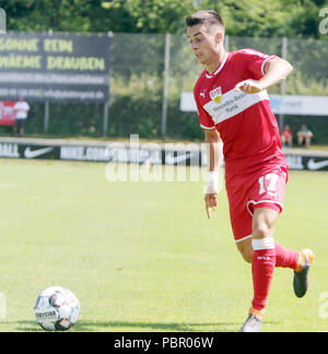 Heimstetten, Germania. 29 Luglio, 2018. Erik THOMMY (Stoccarda), .friendly VfB Stuttgart vs SE Eibar, Sportpark Heimstetten/Germania, luglio 29, 2018 come preparazione per la prossima stagione gioca il primo campionato di squadre di Germania e Spagna, Credito: Wolfgang Fehrmann/ZUMA filo/Alamy Live News Foto Stock