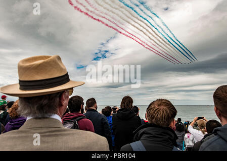 Bray, Co. Wicklow, Irlanda. Il 29 luglio 2018. Il Royal Airforce frecce rosse eseguire a Bray Air Show. Credito: Douglas O'Connor Alamy Live News. Foto Stock