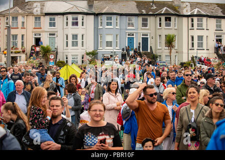 Bray, Co. Wicklow, Irlanda. Il 29 luglio 2018. Il Royal Airforce frecce rosse eseguire a Bray Air Show. Credito: Douglas O'Connor Alamy Live News. Foto Stock