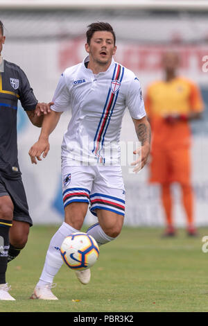 Dawid Kownacki (Sampdoria) durante l'italiano la pre-stagione amichevole tra Parma 1-3 Sampdoria presso lo Stadio Briamasco sulla luglio 28, 2018 a Trento, Italia. Credito: Maurizio Borsari/AFLO/Alamy Live News Foto Stock