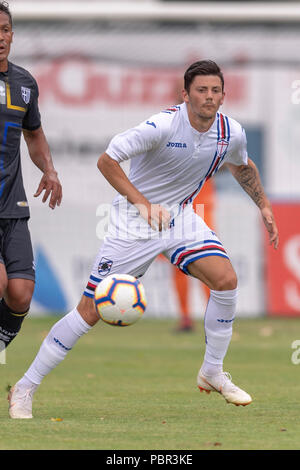 Dawid Kownacki (Sampdoria) durante l'italiano la pre-stagione amichevole tra Parma 1-3 Sampdoria presso lo Stadio Briamasco sulla luglio 28, 2018 a Trento, Italia. Credito: Maurizio Borsari/AFLO/Alamy Live News Foto Stock