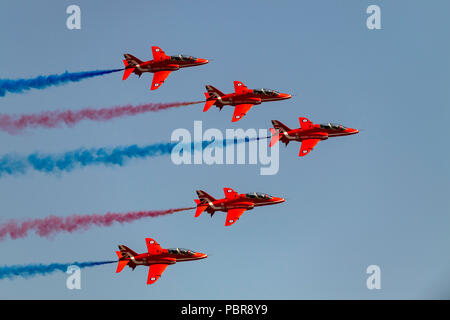RAF Red Arrows Aerobatic Team, al Royal International Air Tattoo Foto Stock