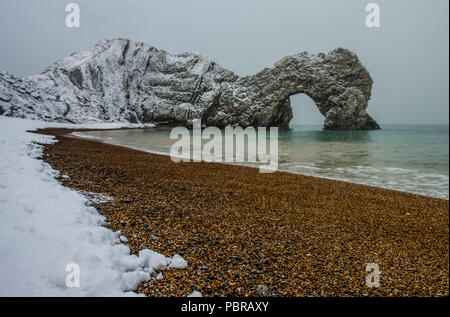 Porta di Durdle Winter Wonderland Foto Stock