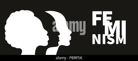 Feminism. Profiles of women of different races. Female international movement, poster feminism. Vector illustration Illustrazione Vettoriale