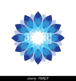 Fiore blu sfumature simbolo vettore Logo grafico del modello di progettazione Illustrazione Vettoriale