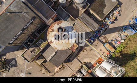 Vedute aeree dell'ex stabilimento della fabbrica di birra Brains, ora sede dello sviluppo di Central Quay nel centro di Cardiff, Galles, Regno Unito: Phillip Roberts Foto Stock